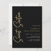 Gold and Black | Modern Sleek Sweet 16 Birthday