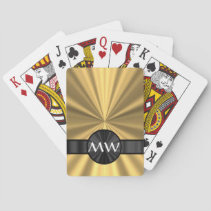 Gold and black monogram playing cards