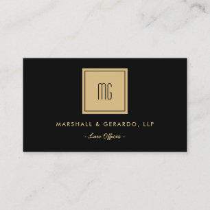 Gold And Black Monogram Professional Offices Business Card
