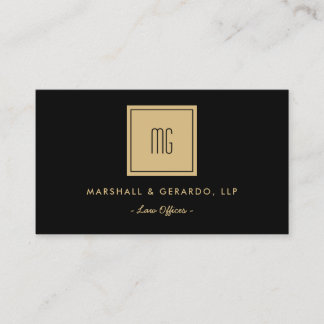 Gold And Black Monogram Professional Offices Business Card
