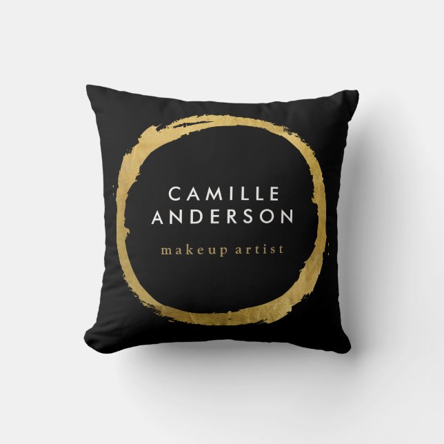 Gold and Black MUA and Fashion Throw Pillow (Front)
