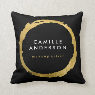 Gold and Black MUA and Fashion Throw Pillow