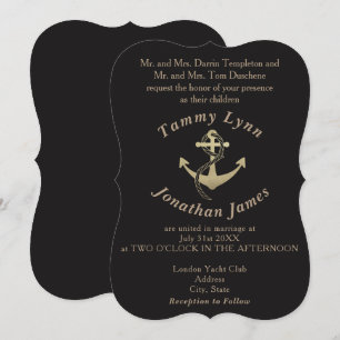 Gold and Black Nautical Wedding Invitations