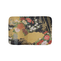 Gold and Black Oriental Japanese Kimono Floral 