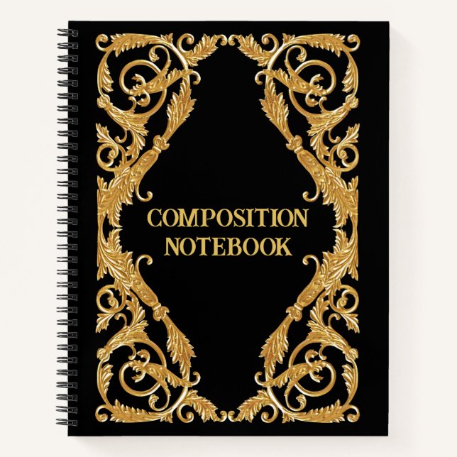 Gold and Black Ornate and Elegant Victorian Style Notebook (Front)