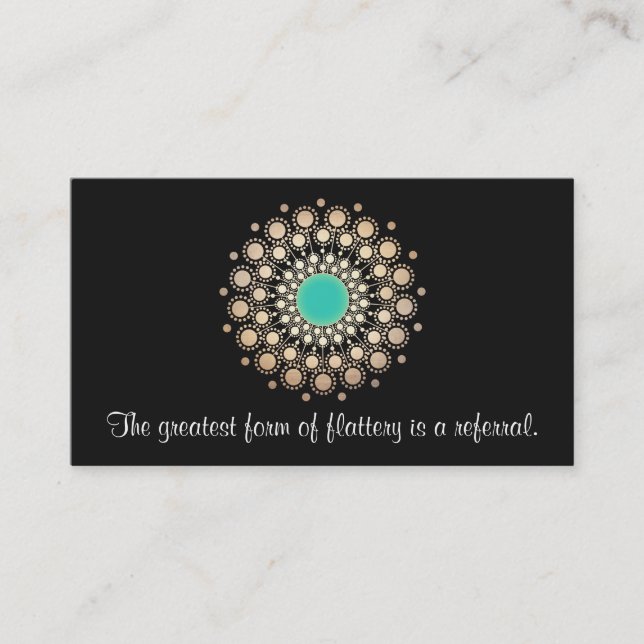 Gold and Black Ornate Lotus Mandala Referral Card (Front)