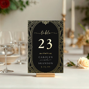 Gold and Black Ornate Wedding Table Number Card