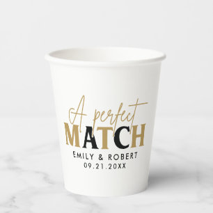 Gold and black-Perfect Match Wedding Gift Paper Cups