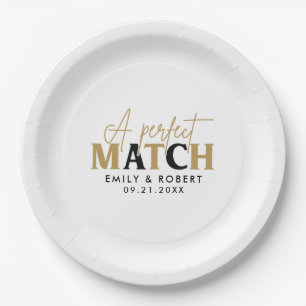Gold and black-Perfect Match Wedding Gift Paper Plate