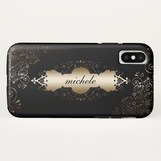 Gold and Black Personalised Case-Mate iPhone Case (Back (Horizontal))