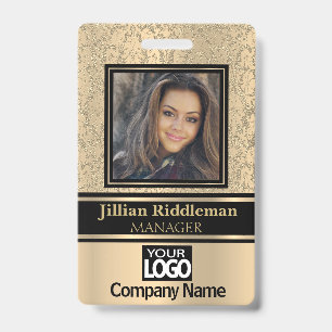 Gold and Black Photo and Logo Badge ID Badge