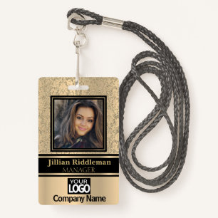 Gold and Black Photo and Logo Badge ID Badge
