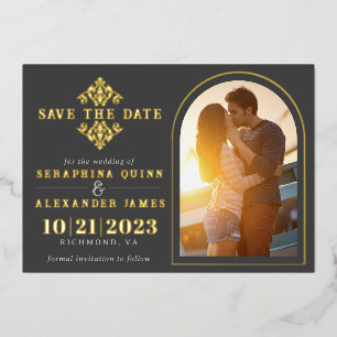 Gold and Black Photo Arch   Elegant Save the Date