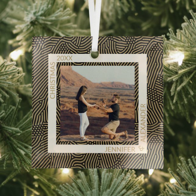 Gold and Black Photo Glass Tree Decoration (Insitu)