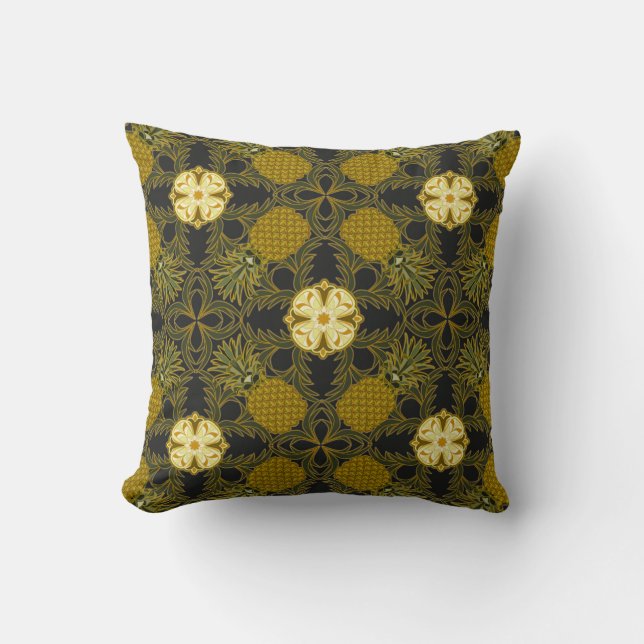 Gold and Black Pineapple Pillow (Front)
