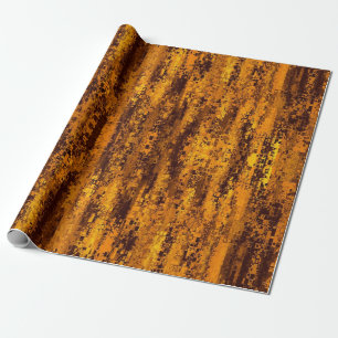 Gold and black pixel pattern wrapping paper