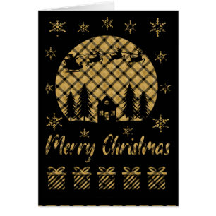Gold and Black Plaid Black Christmas Cut Out