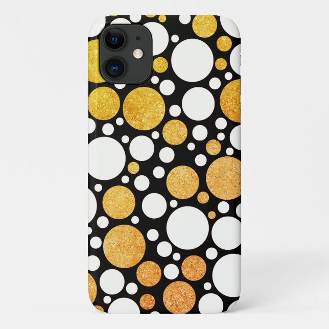 Gold and Black Polka Dots Case-Mate iPhone Case (Back)