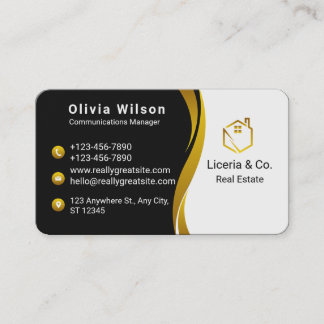 Gold and Black Real Estate  Business Card