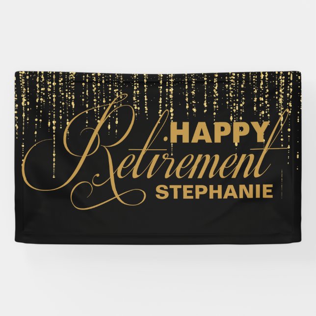 Gold and Black Retirement Party Banner (Horizontal)