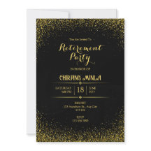 Gold and Black Retirement Party Invitational Card