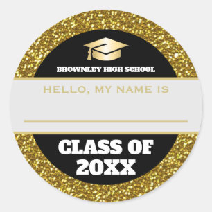 Gold and black reunion name tag