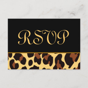 Gold and Black RSVP Leopard Wedding Card