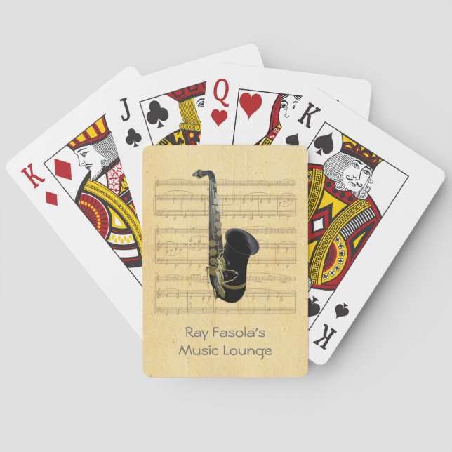 Gold and Black Saxophone Sheet Music Playing Cards (Back)