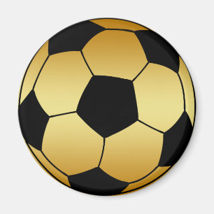 GOLD AND BLACK SOCCER BALL MAGNET