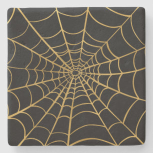 Gold and Black Spider Web Stone Coaster
