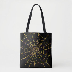Gold and Black Spider Web Tote Bag