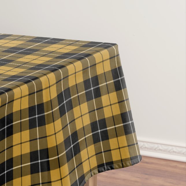 Gold and Black Sporty Plaid Tablecloth (In Situ)