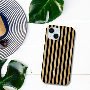 Gold and Black Striped iPhone 15 Case