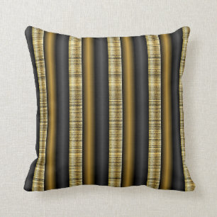 Gold and Black Striped Pattern Cushion