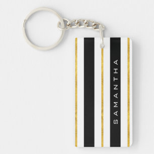 Gold and Black Stripes Key Ring