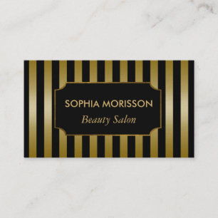 Gold and Black Stripes Ornament Custom Monogram Business Card