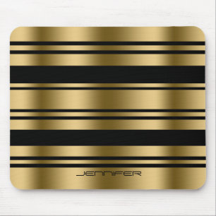 Gold And Black Stripes Pattern Mouse Mat