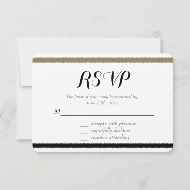 Gold and Black Stripes RSVP Card (Front)
