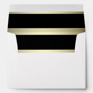 Gold and Black Stripes White Wedding Envelope