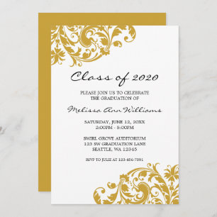 Gold and Black Swirl Graduation Announcement