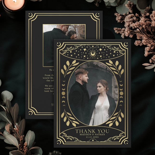 Gold and Black Tarot Wedding Thank You Card (Creator Uploaded)