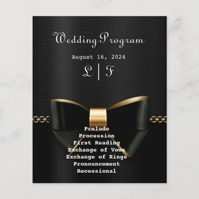 Gold and Black Tuxedo Wedding Program  (Front)