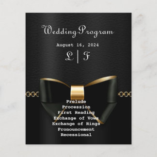 Gold and Black Tuxedo Wedding Program 