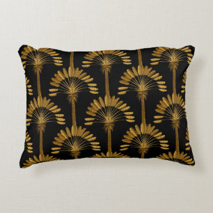 Gold and black Wallpaper with floral pattern in th Decorative Cushion