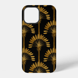 Gold and black Wallpaper with floral pattern in th iPhone 12 Case