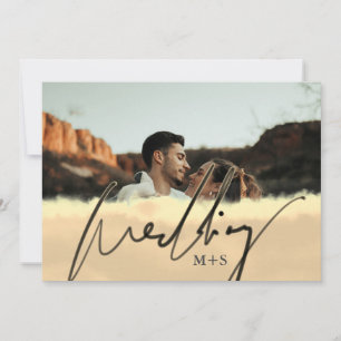 Gold and Black Watercolor Photo Wedding Invitation
