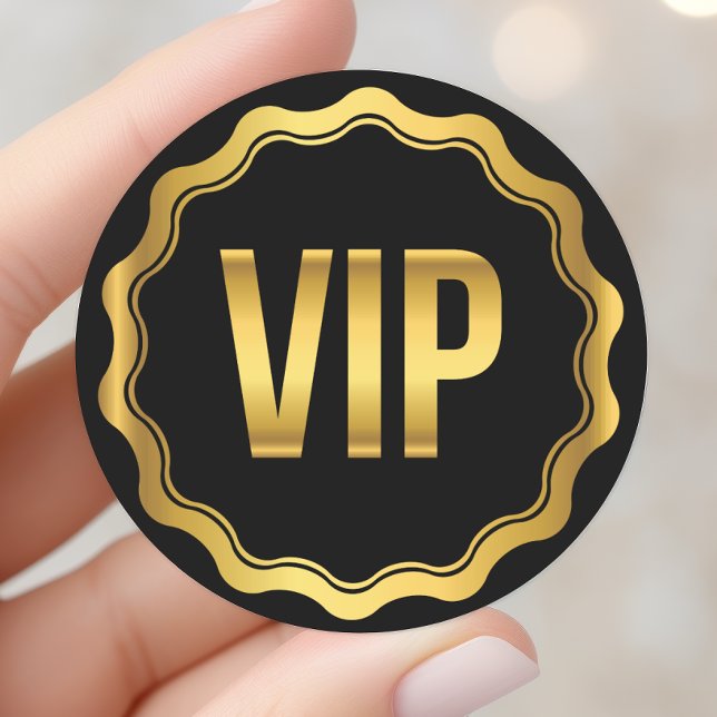 Gold and Black Wavy VIP Party Pass Classic Round Sticker (Creator Uploaded)