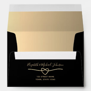 Gold and Black Wedding Return Address 5x7 Envelope