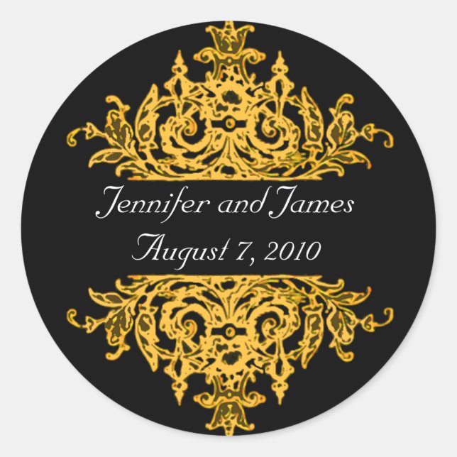 Gold and Black wedding sticker (Front)