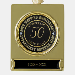 Gold And Black White Diamonds Plated Banner Ornament